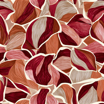 Abstract Botanical Seamless Pattern of Leaf and Petal Shapes