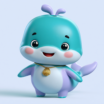 Adorable 3D Cartoon Whale Character for Kids