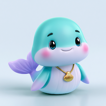 Adorable 3D Cartoon Whale Character for Kids