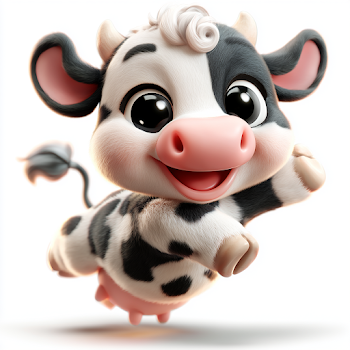 Adorable Animated Baby Cow Mascot