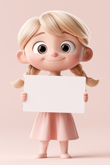 Adorable Collectible Vinyl Doll with Blank Sign