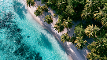 Aerial View of a Turquoise Tropical Lagoon