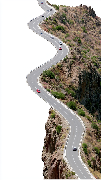 Aerial View of a Winding Mountain Road