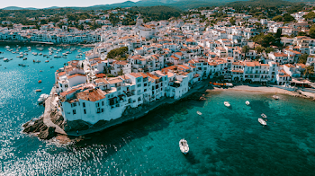 Aerial View of Mediterranean Coastal Town