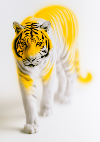 Airbrushed Illustration of a Vibrant Tiger