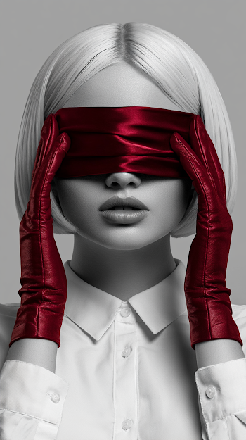 Androgynous Fashion Model in Crimson Accents
