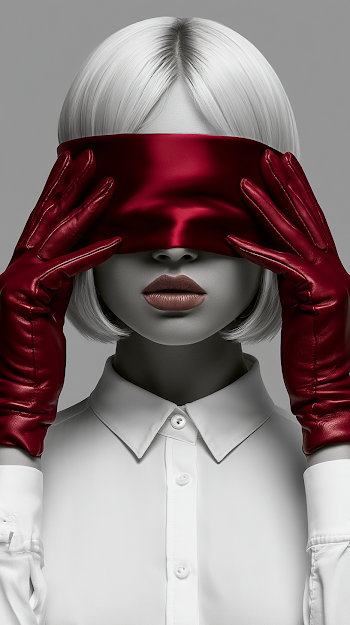 Androgynous Fashion Portrait with Crimson Accents