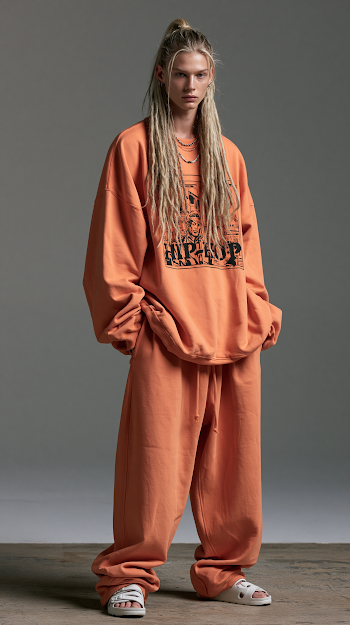 Androgynous Model in High-Fashion Streetwear