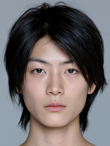 Androgynous Young Man with 90s Japanese Hairstyle