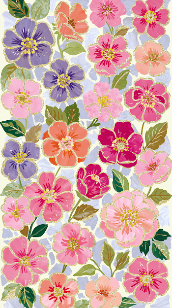Art Nouveau Floral Stained Glass Tapestry
