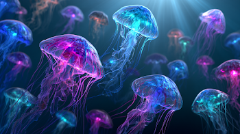 Bioluminescent Jellyfish in the Abyss