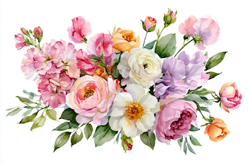 Blush Pink Watercolor Floral Bouquet