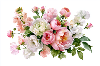 Blush Pink Watercolor Floral Bouquet
