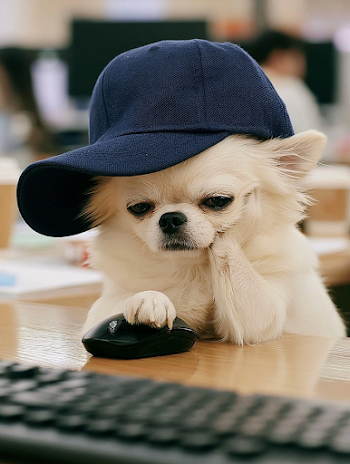 Bored Chihuahua Employee at Desk