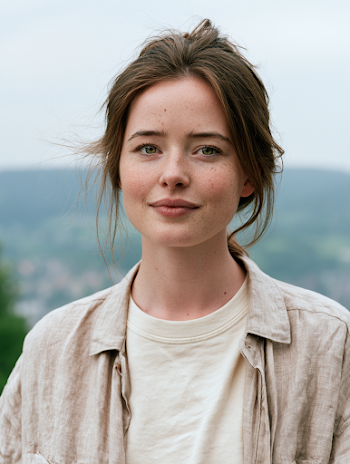 Calm Alpine Woman in Minimalist Outdoor Attire