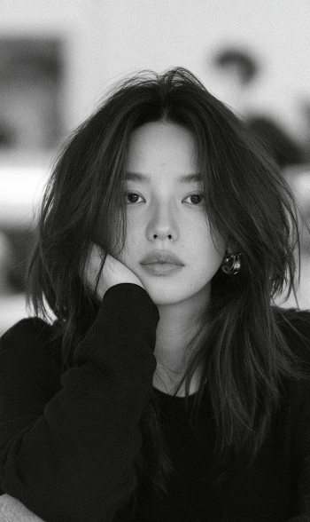 Candid Black and White Portrait of a Young Woman Deep in Thought