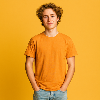 Casual Young Adult Man in T-Shirt