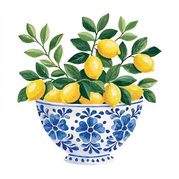 Charming Italian Majolica Lemon Bowl Illustration