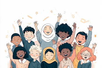 Cheerful Classroom Scene with Diverse Children and Teacher
