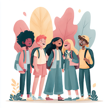Cheerful Diverse School Children in Sunny Park