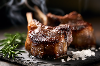 Cinematic Close-Up of Seared Lamb Chops