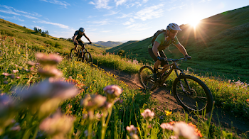 Cinematic Summer Cycling Adventure in Lush Green Hills