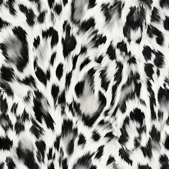Close-Up of Black and White Spotted Faux Fur Fabric