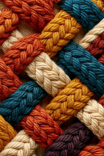 Close-Up of Colorful Woven Yarn Cords