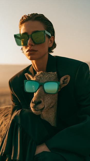 Confident Woman and Stylish Mountain Goat Duo