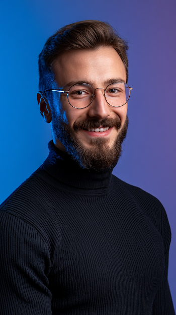 Confident Young Adult Man in Studio Portrait