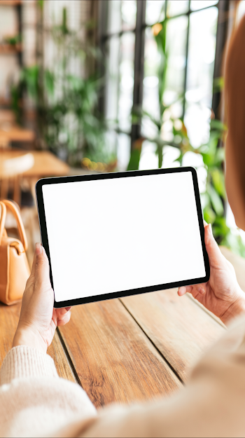 Cozy Cafe Moment: Woman with Tablet