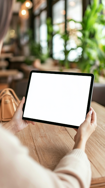 Cozy Cafe Vibes: Woman with Tablet