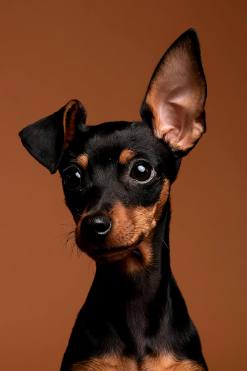 Curious Miniature Pinscher Puppy Portrait
