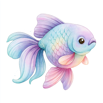 Cute Cartoon Fish Illustration on White Background