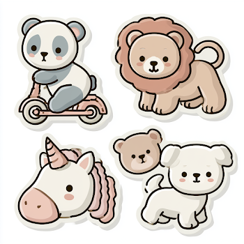 Cute Kawaii Cartoon Animal Vector Set