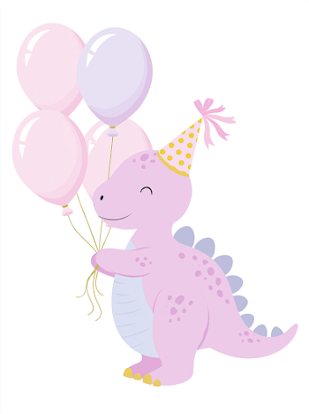 Cute Pastel Dinosaur Birthday Clip Art
