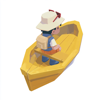 Cute Young Fisherman in Yellow Rowboat