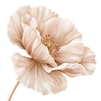 Delicate Blooming Poppy Flower Illustration
