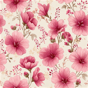 Delicate Floral Pattern of Pink Mallow Blossoms