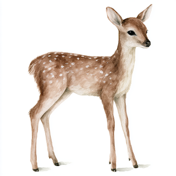 Delicate Watercolor Illustration of a Spotted Fawn