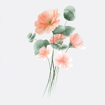 Delicate Wildflower Bouquet Watercolor Illustration