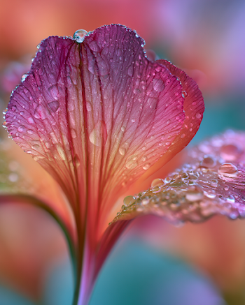 Dew-Drenched Flower Petal in Soft Morning Light