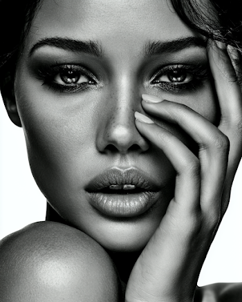 Dramatic Black and White Portrait of a Woman