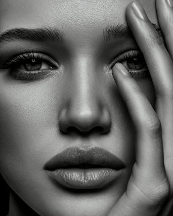 Dramatic Black and White Portrait of a Woman