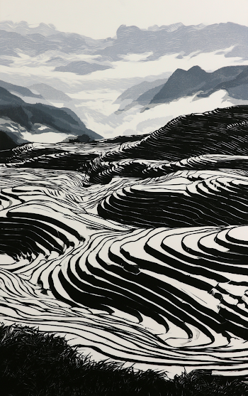 Dreamy Black and White Rice Terraces in Sapa, Vietnam