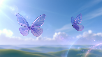 Dreamy Frutiger Aero Style Landscape with Butterflies