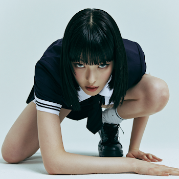 Dynamic Pose of Korean Schoolgirl Inspired by NewJeans
