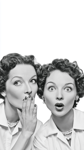 Elegant 1950s Women Engaged in Gossip