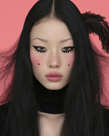 Elegant Asian Woman Portrait in Studio Chaos