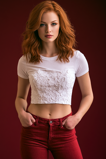 Elegant Auburn Woman in Chic Fashion